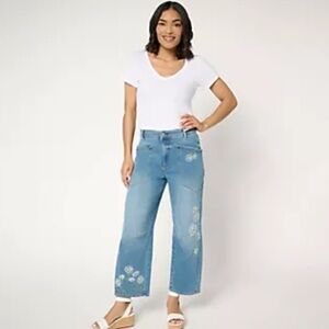DRIFTWOOD Light Blue Floral Wide Leg Jeans
